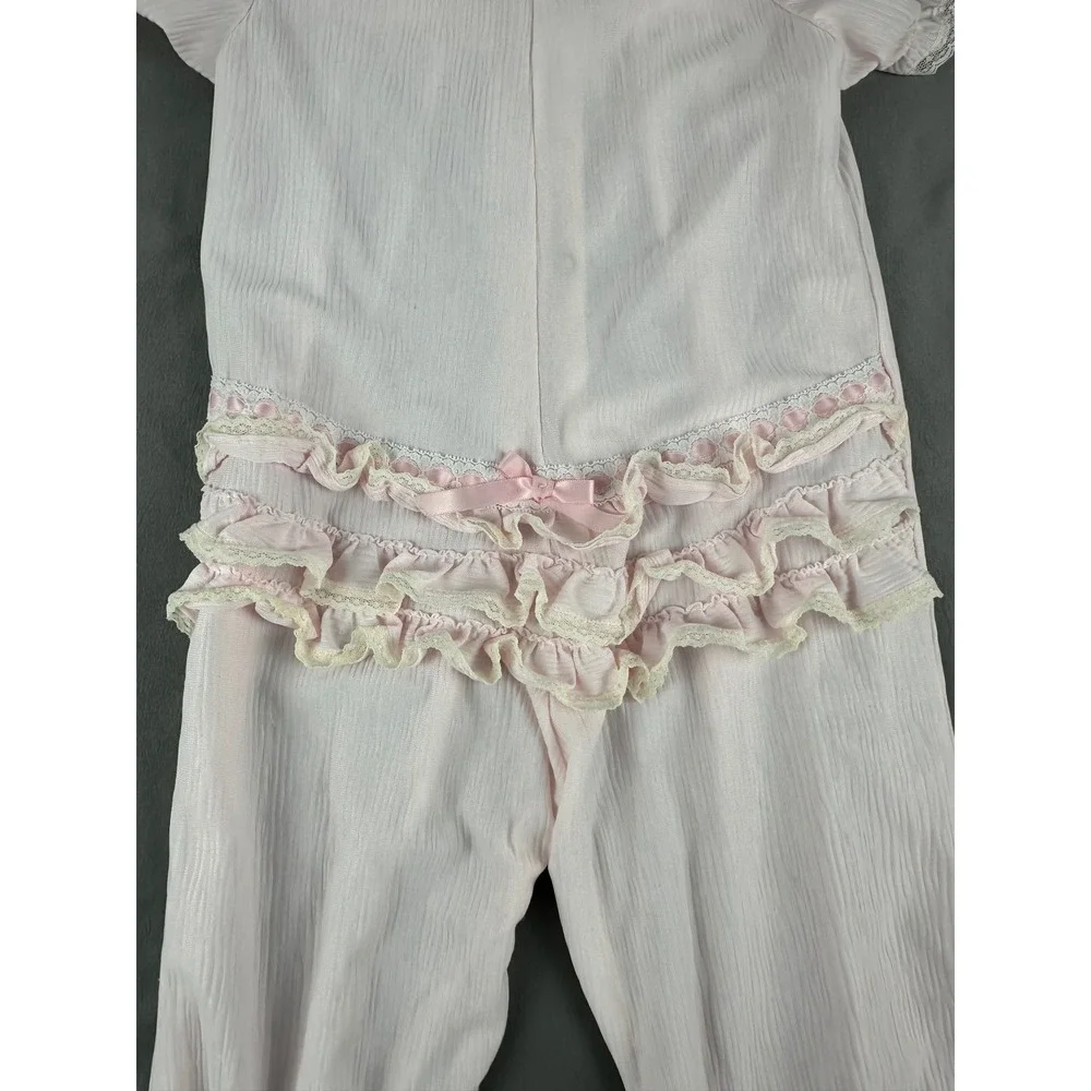 Vintage C.P. & Company Baby Sleeper Pink Lace Footed‎ Romper USA Size XL